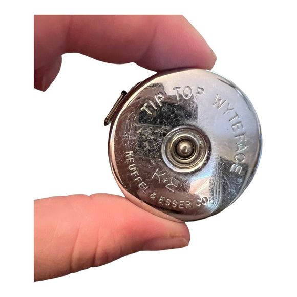 Vintage Tape Measure Tip Top Wyteface K+E Keuffel & Esser -  1950s silver color - Picture 2 of 6